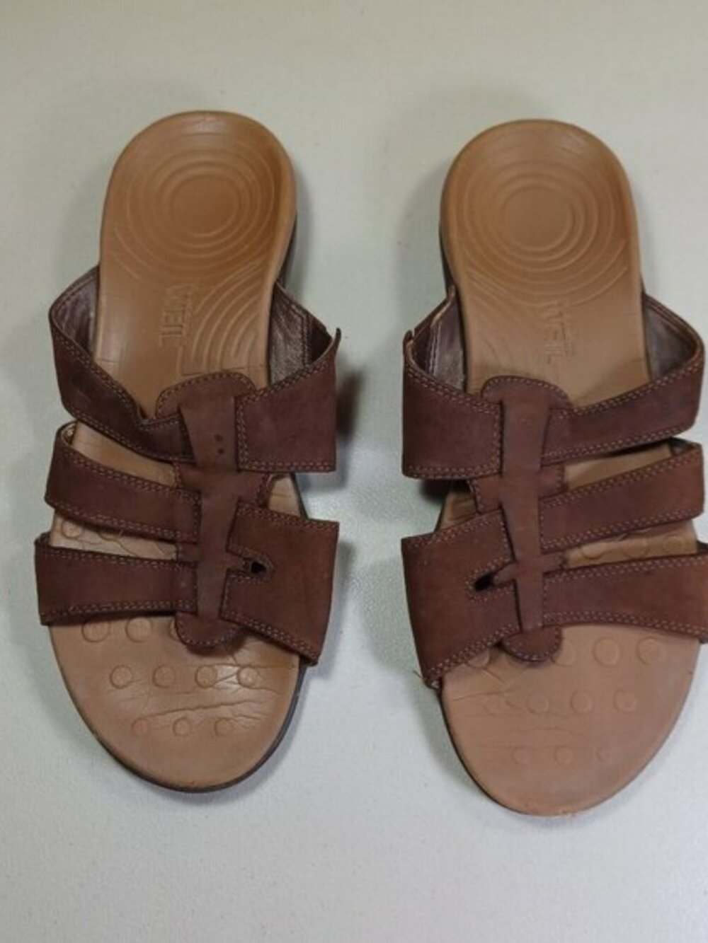 Weil womens brown wedge slide sandals 10 M